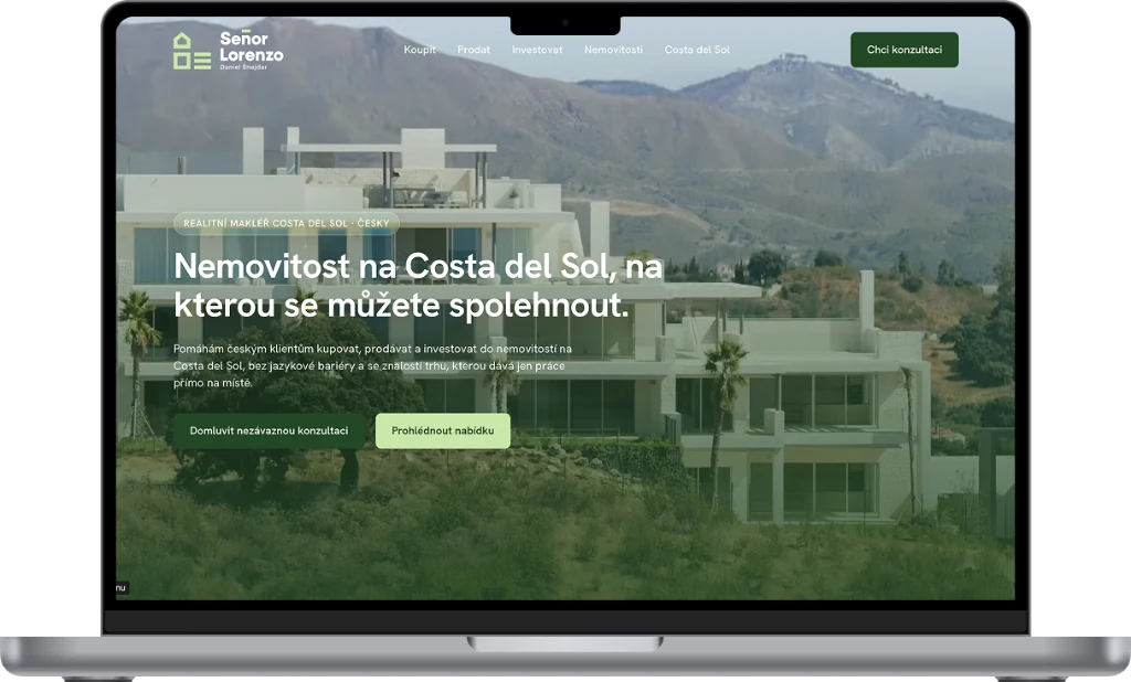 Web makléře — ukázka